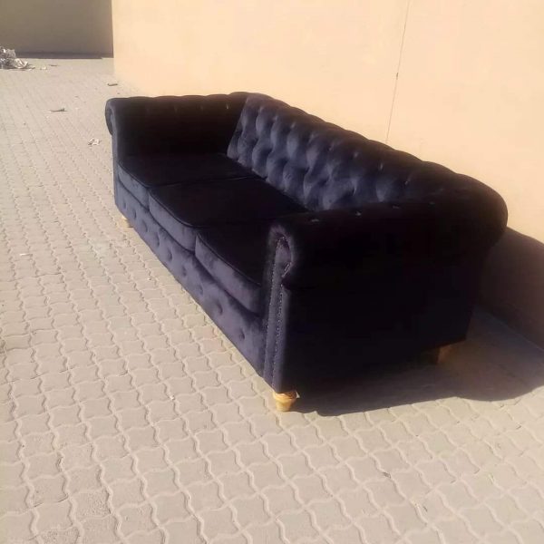 3 seater black velvet chesterfield sofa - ROM Upholstery