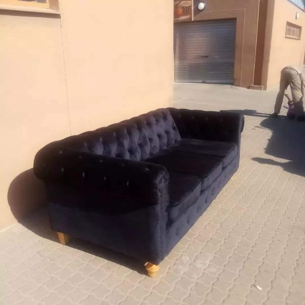 3 seater black velvet chesterfield sofa - ROM Upholstery